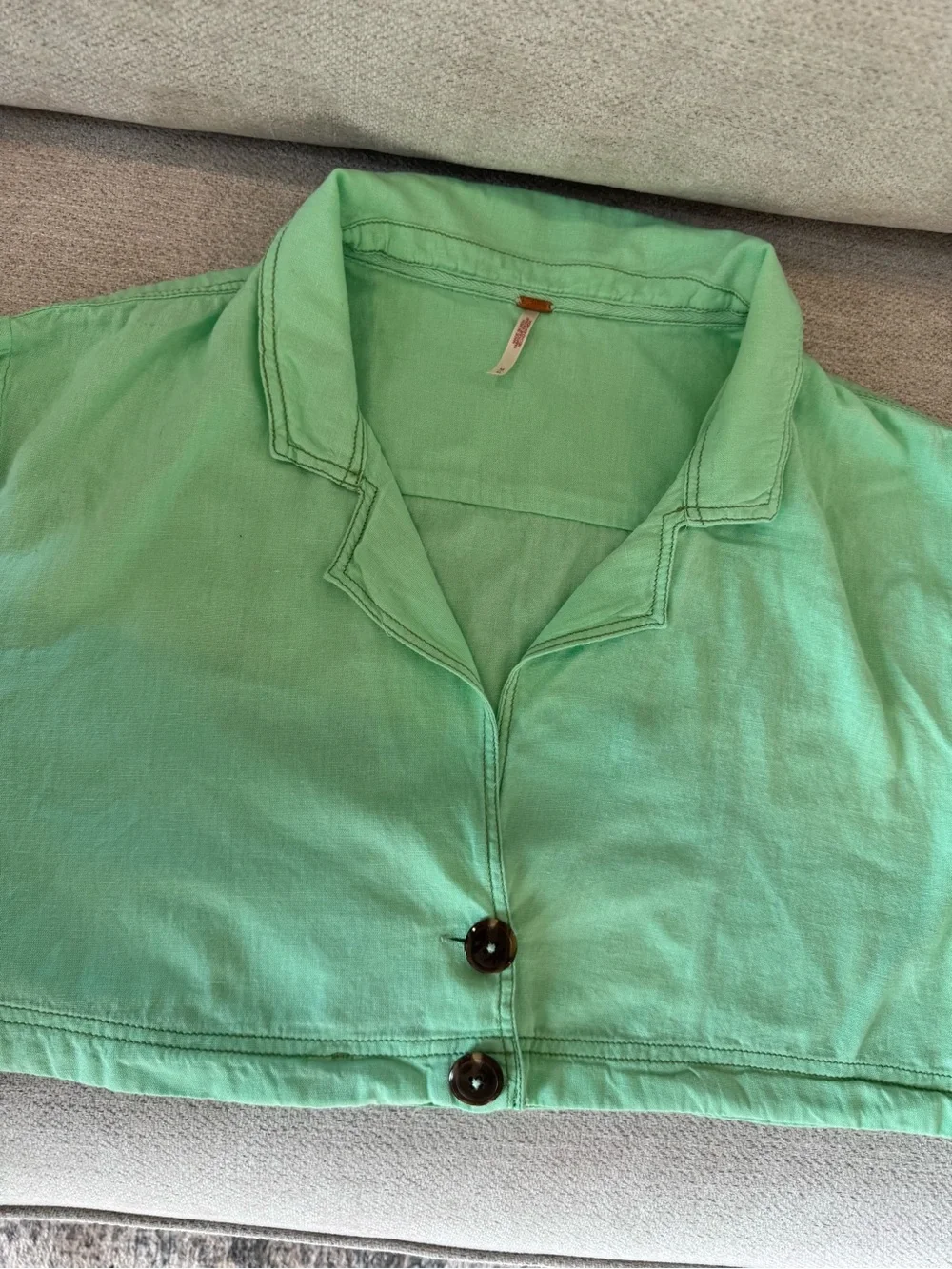 Free People Mint Green Button-Down Shirt